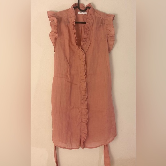 Frame Retail $398 Lauren Ramie Mini Dress - Terracotta  Medium - Picture 1 of 5